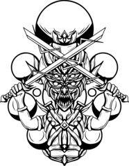 Black And White Artwork Illustration Of Goblin Slayer Vector