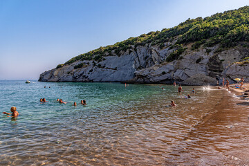 Canj, Montenegro - July 09, 2021: Canj beach on the Adriatic Sea in Montenegro