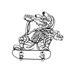 Black And White Artwork Illustration Of Golden Skull Vector