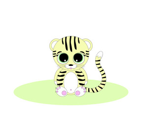 Fototapeta na wymiar children's illustration with a cartoon tiger