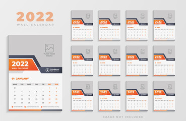 Orange Color Creative 2022 Wall Calendar Design