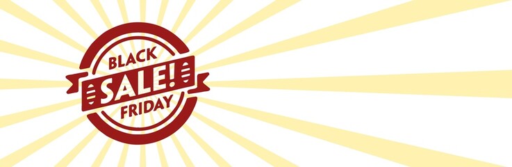 Black friday retro sales banner with sunrays, announcing discount, advertisement items, oldskool banner sunburst background