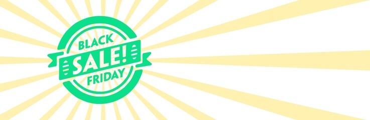 Black friday retro sales banner with sunrays, announcing discount, advertisement items, oldskool banner sunburst background