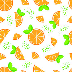 Seamless pattern with hand drawn oranges. Background for textiles, kitchen utensils and wrapping paper, background for the site