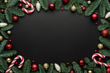 Christmas card with place for text on black background