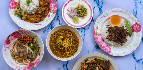 Thai Mixed Rice and Noodle Dishes - Beef, Chicken and Pork