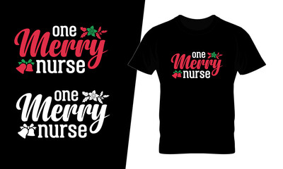 One merry nurse christmas t shirt design vector. This design you can be used in bags, posters, sticker, mugs and also different print items.