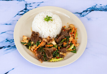 Thai Mixed Rice and Noodle Dishes - Beef, Chicken and Pork