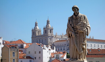 Fototapeta na wymiar statue of Saint Vincent and the church of Saint Vincent de Fora, Lisbon, Portugal