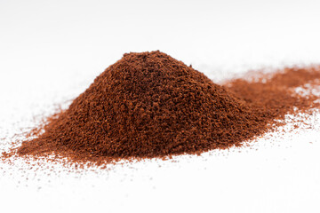 Pile of coffee powder isolated on white