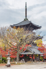 Pagoda in Japanese temple Shinnyodo Temple in Kyoto, Japan