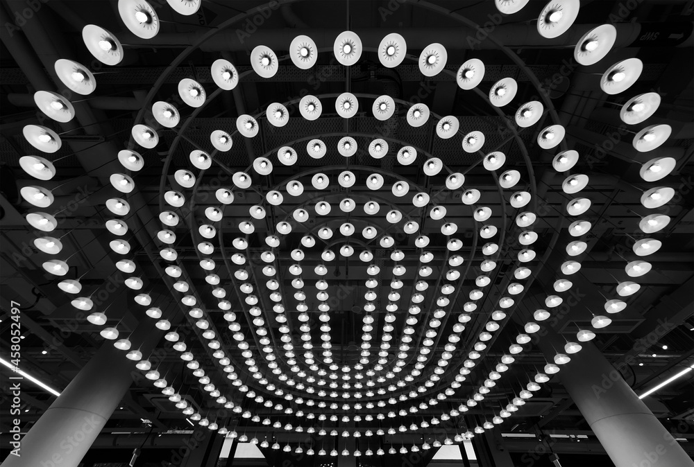 Poster Interior design of ceiling of modern  architecture. Building abstract background