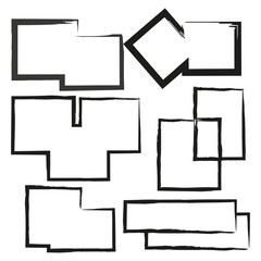 Collection of hand scribbled frames.Geometric shapes for your design.Brush Strokes Ink Style.