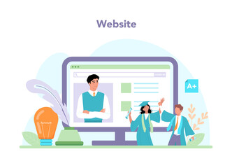 Teacher online service or platform. Professor giving a lesson online