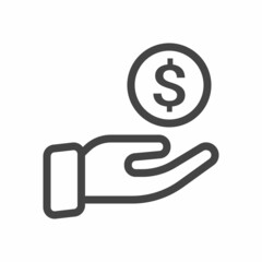 Sponsor or Funding icon in outline style isolated on white background.