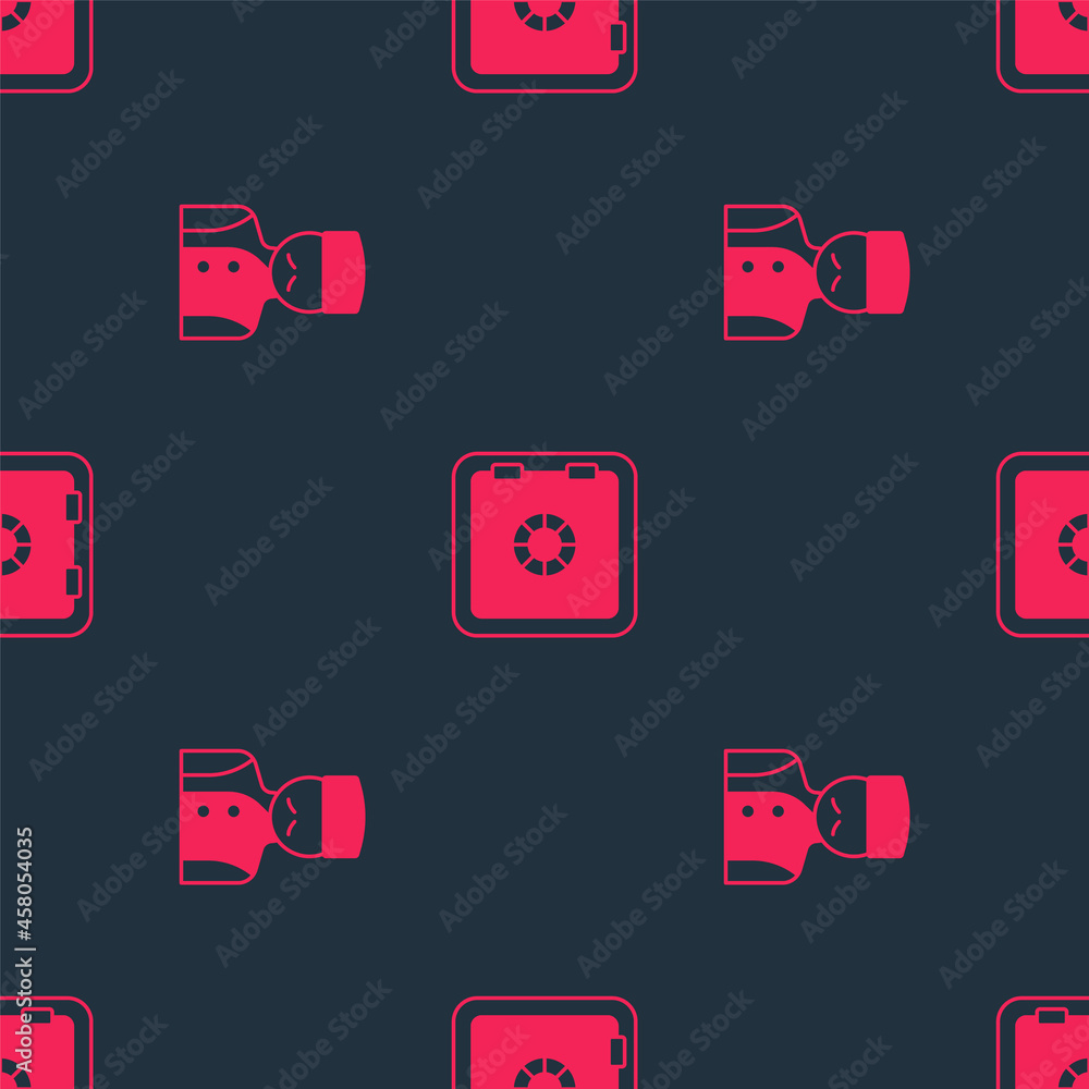 Poster set concierge and safe on seamless pattern. vector