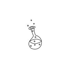 doodle outline element for Halloween. witch bottle with poison. isolated vector illustration on white background