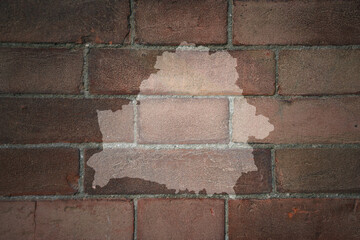 map of belarus on a old brick wall