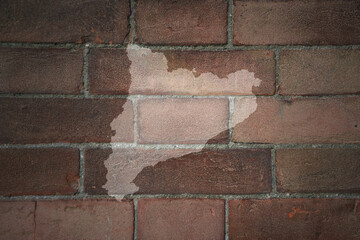 map of catalonia on a old brick wall