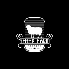 Vintage retro Sheep Or Goat Farm Logo