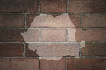 map of romania on a old brick wall