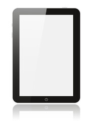 Black digital tablet PC on white background