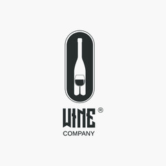 Wine bottle and Glass. vector Logo Concept for Wine Shop, Company, Bar and website. vector EPS 10