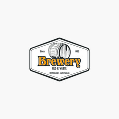 Wine Barrel with Badge logo vintage retro. Brewery logo Concept for Wine Shop, Company, Bar and website. vector EPS 10