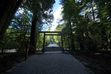 日本の神社でお参り