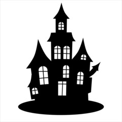 Haunted house silhouette. Halloween haunted house