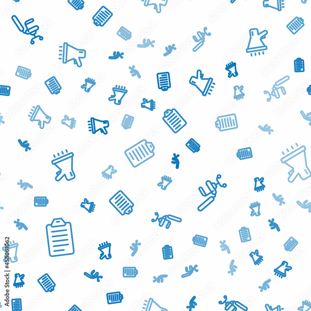 Poster set line to do list or planning, office chair and megaphone on seamless pattern. vector