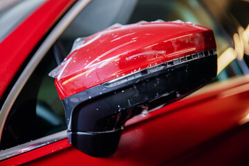 Master man installs vinyl film protect paint body side mirrors car