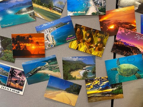 postcards of a tropical vacation trip 