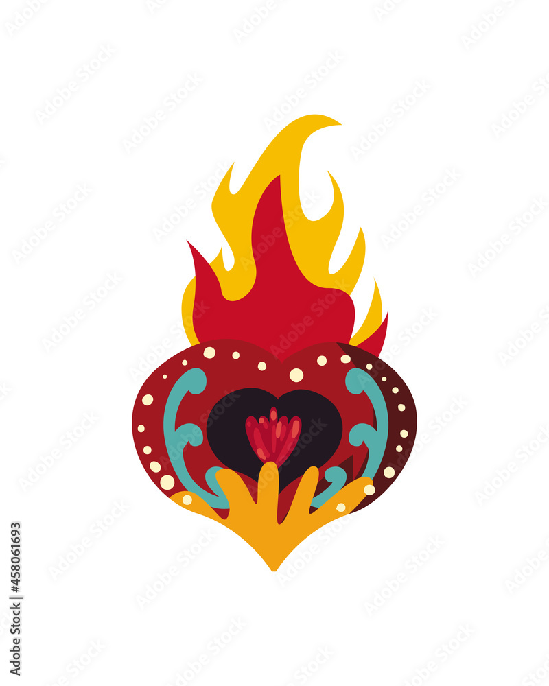 Canvas Prints mexican heart with flame