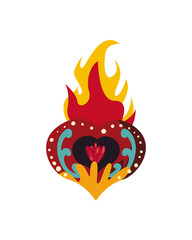 mexican heart with flame