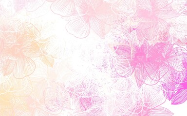 Light Pink, Yellow vector doodle layout with flowers.