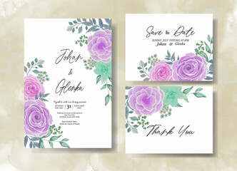 elegant flower on wedding invitation card template