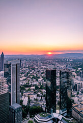 Obraz premium Aerial of the financial district in Frankfurt, Germany - Europe
