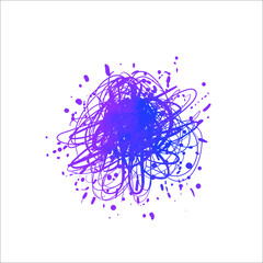 Vector Bright Paint Splash Isolated on White Background, Watercolor Painting, Texture, Ink Splatter, Colorful Blob, Violet and Blue Colors.