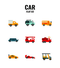 Cars icon set on white background. Flat icons set3. Vector illustration.