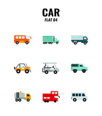 Cars icon set on white background. Flat icons set4. Vector illustration.