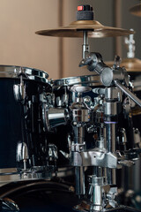 Fototapeta na wymiar Mounts and splash cymbal in a drum kit.