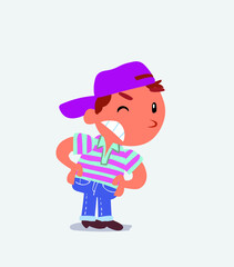 cartoon character of little boy on jeans suspecting something wrong.
