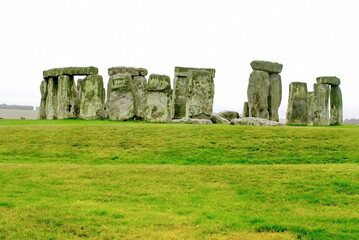 Naklejka premium Stonehenge, on an overcast day, Salisbury Plain, Wiltshire, England