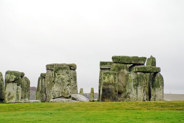 Naklejka premium Stonehenge, on an overcast day, Salisbury Plain, Wiltshire, England