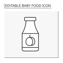 Drink line icon. Delicious organic plump juice. Vitamin drink. Children nutrition. Baby food concept. Isolated vector illustration. Editable stroke