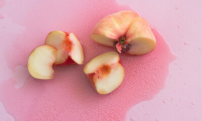 Citted of Apricot fruit put on wet background