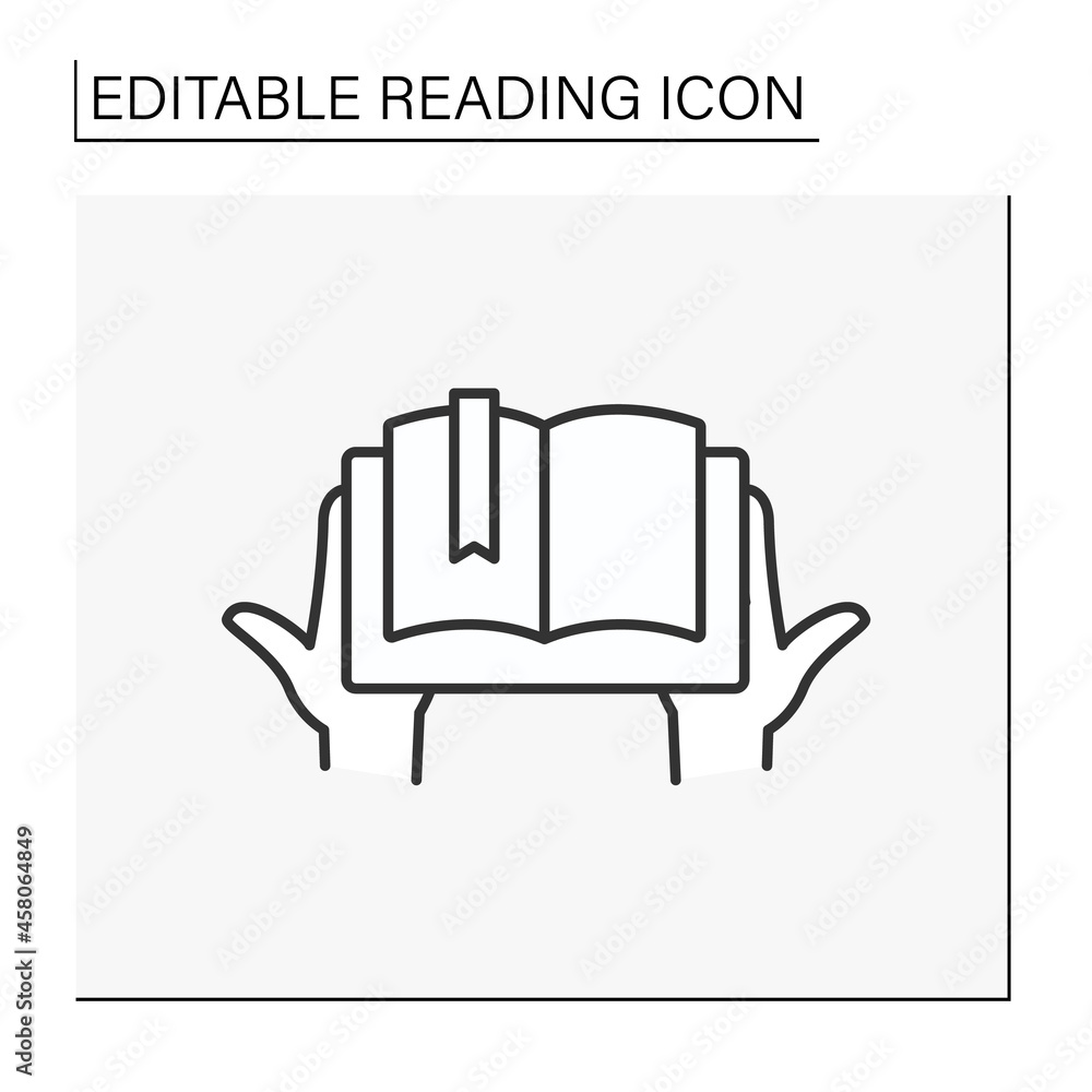 Poster book line icon. open book. process of acquiring skills and knowledge. lesson. reading concept. isola