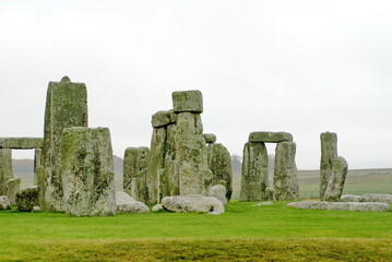 Naklejka premium Stonehenge, on an overcast day, Salisbury Plain, Wiltshire, England