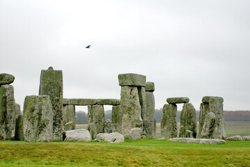Naklejka premium Stonehenge, on an overcast day, Salisbury Plain, Wiltshire, England